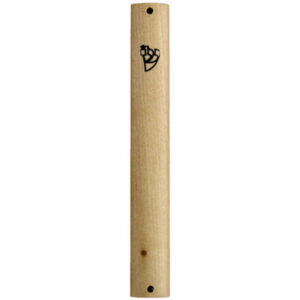 מזוזה מעץ, גובה 12 חום בהיר חצי עגול ש מודפסת