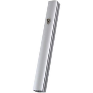 מזוזה מאלומיניום, גובה 15 כסף עם חורים ו"ש" מתכת