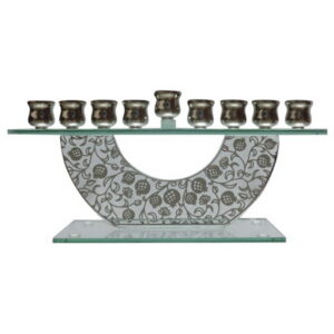 חנוכיה זכוכית רימונים 10*26 ס"מ