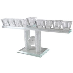 חנוכית קריסטל מהודרת "זכוכית שבורה" 17x33 ס"מ