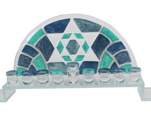 חנוכית זכוכית בולטת "מגן דויד" 16x31 ס"מ